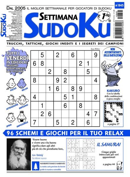 Settimana Sudoku – 20 ottobre 2021 Cover