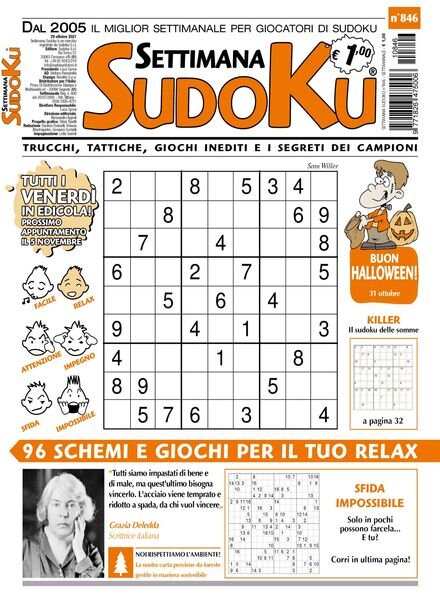 Settimana Sudoku – 27 ottobre 2021 Cover