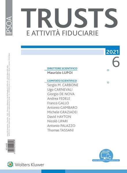 Trusts e attivita fiduciarie – Novembre-Dicembre 2021 Cover