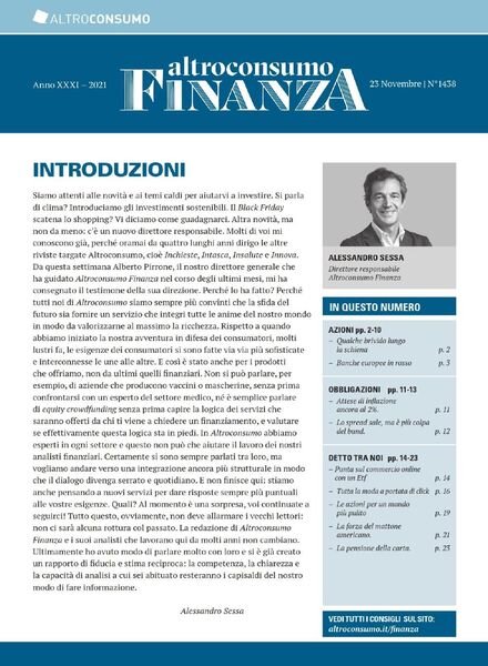 Altroconsumo Finanza – 23 Novembre 2021 Cover