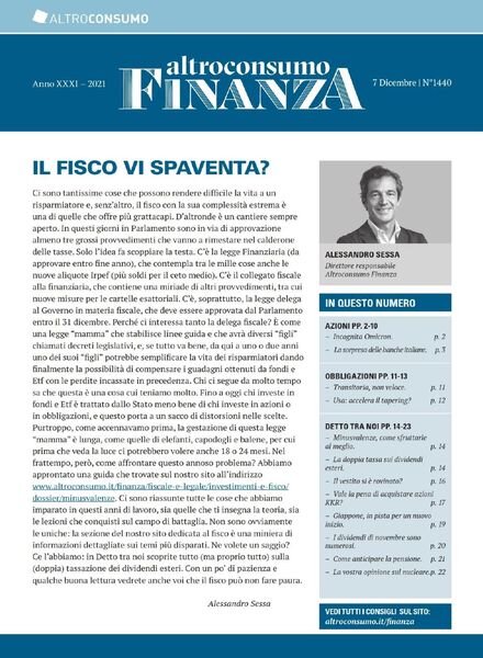 Altroconsumo Finanza – 7 Dicembre 2021 Cover