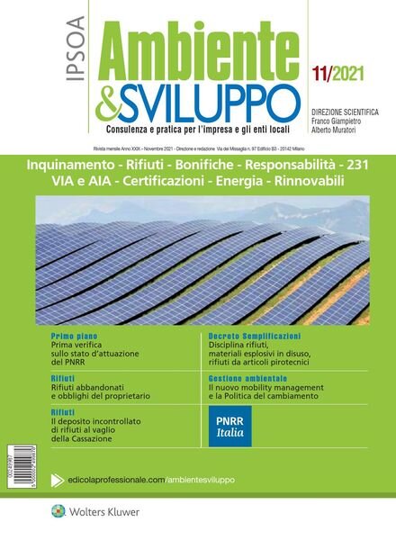 Ambiente & sviluppo – Novembre 2021 Cover