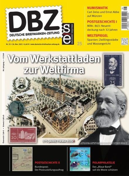 Deutsche Briefmarken-Zeitung – 26 November 2021 Cover