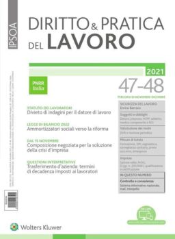 Diritto e Pratica del Lavoro – 4 Dicembre 2021