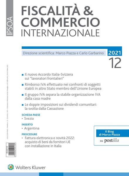 Fiscalita & Commercio Internazionale – Dicembre 2021 Cover