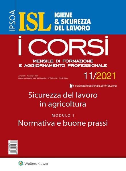 Igiene & Sicurezza del Lavoro Corsi – Novembre 2021 Cover