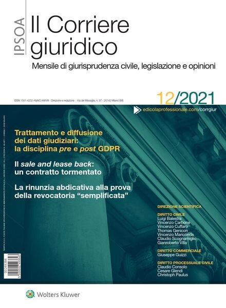 Il Corriere Giuridico – Dicembre 2021 Cover