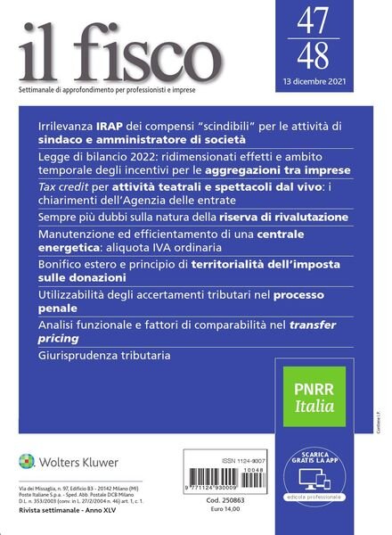 il fisco – 13 Dicembre 2021 Cover