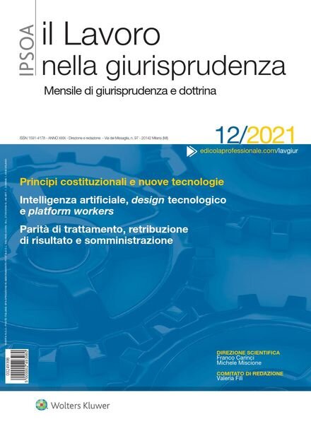 Il lavoro nella giurisprudenza – Dicembre 2021 Cover
