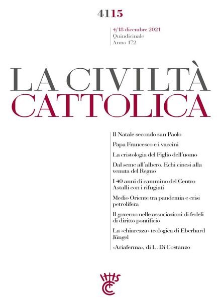 La Civilta Cattolica – 4 Dicembre 2021 Cover