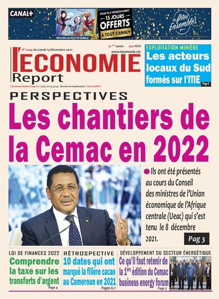 Le quotidien de l’economie magazine Afrique – 13 decembre 2021 Cover