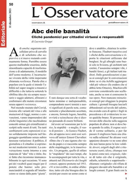 L’Osservatore – 11 dicembre 2021 Cover