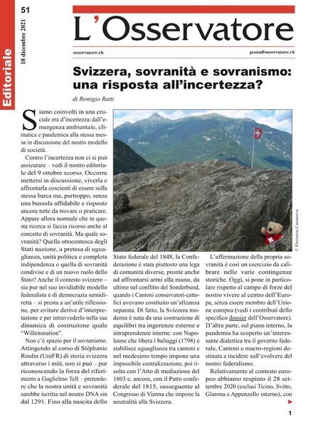 L’Osservatore – 18 dicembre 2021 Cover