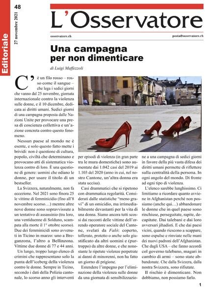 L’Osservatore – 27 novembre 2021 Cover