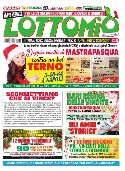 Lottomio del Lunedi – 13 Dicembre 2021 Cover