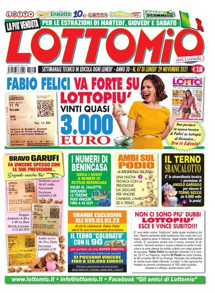 Lottomio del Lunedi – 29 Novembre 2021 Cover