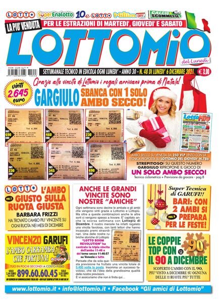 Lottomio del Lunedi – 6 Dicembre 2021 Cover