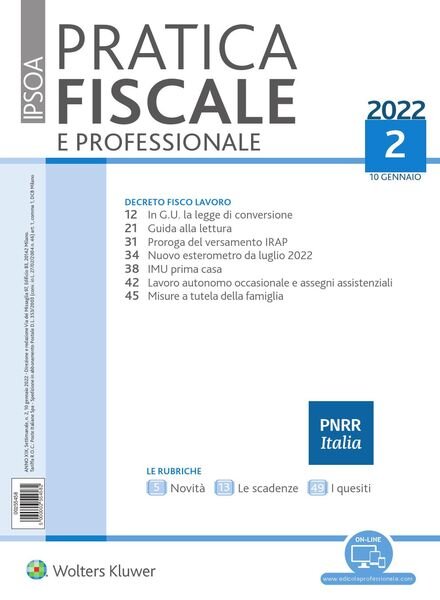 Pratica Fiscale e Professionale – 10 Gennaio 2022 Cover