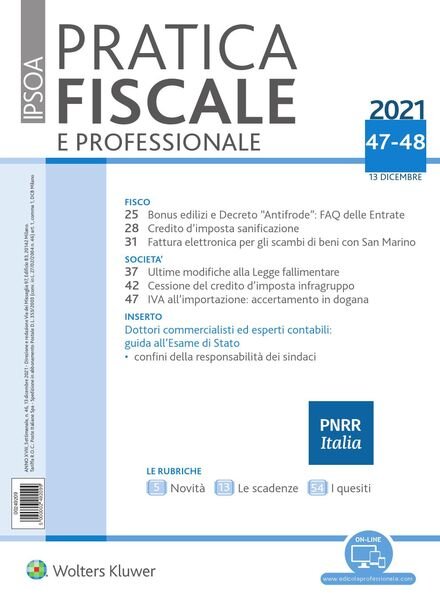 Pratica Fiscale e Professionale – 13 Dicembre 2021 Cover
