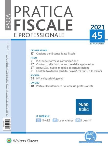 Pratica Fiscale e Professionale – 29 Novembre 2021 Cover