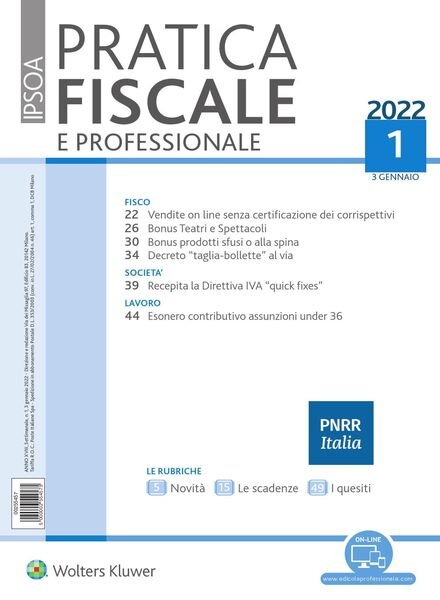 Pratica Fiscale e Professionale – Gennaio 2022 Cover