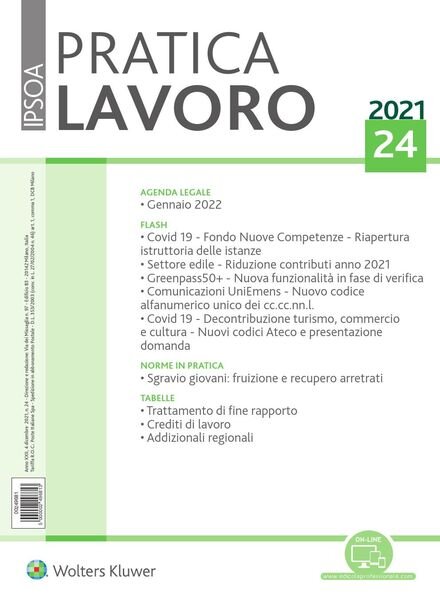 Pratica Lavoro – 4 Dicembre 2021 Cover