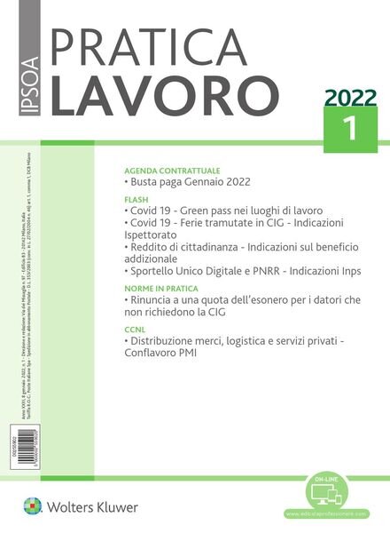 Pratica Lavoro – Gennaio 2022 Cover