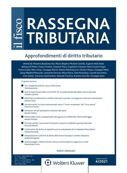 Rassegna Tributaria – Dicembre 2021 Cover