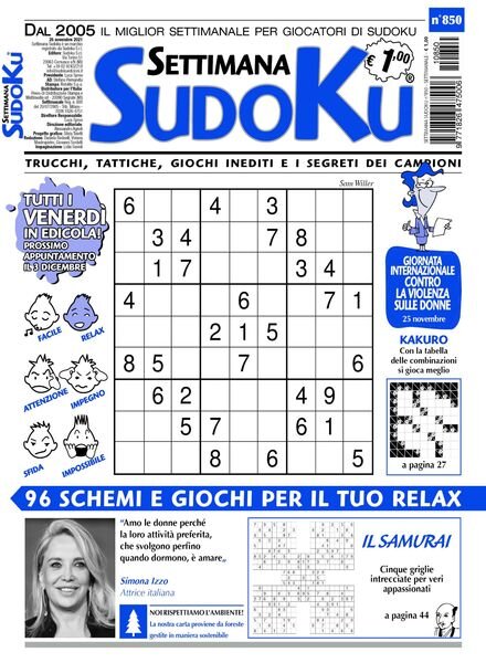 Settimana Sudoku – 24 novembre 2021 Cover