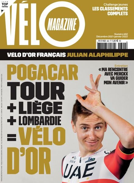 Velo Magazine – Decembre 2021 – Janvier 2022 Cover