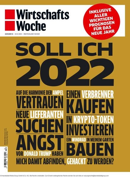 Wirtschaftswoche – 24 Dezember 2021 Cover