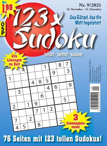 123 x Sudoku – Nr9 2021 Cover