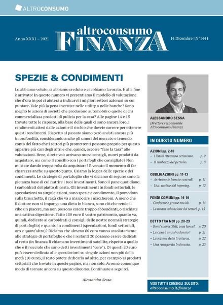 Altroconsumo Finanza – 14 Dicembre 2021 Cover