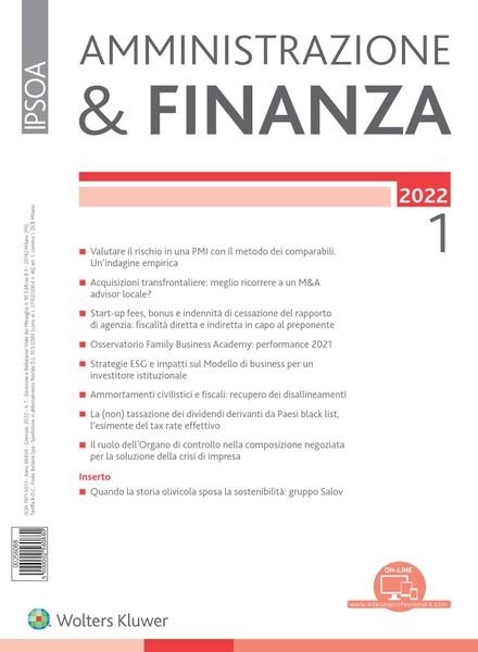 Amministrazione & Finanza – Gennaio 2022 Cover