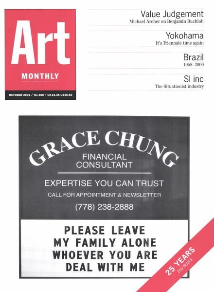 Art Monthly – October 2001 Cover