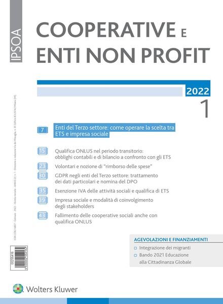Cooperative e enti non profit – Gennaio 2022 Cover