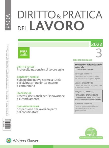 Diritto e Pratica del Lavoro – 22 Gennaio 2022 Cover