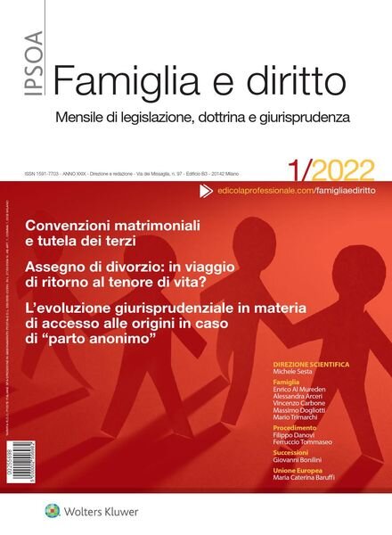 Famiglia e Diritto – Gennaio 2022 Cover