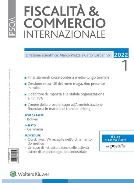 Fiscalita & Commercio Internazionale – Gennaio 2022 Cover