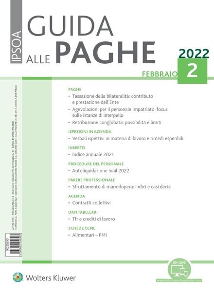 Guida alle paghe – Febbraio 2022 Cover