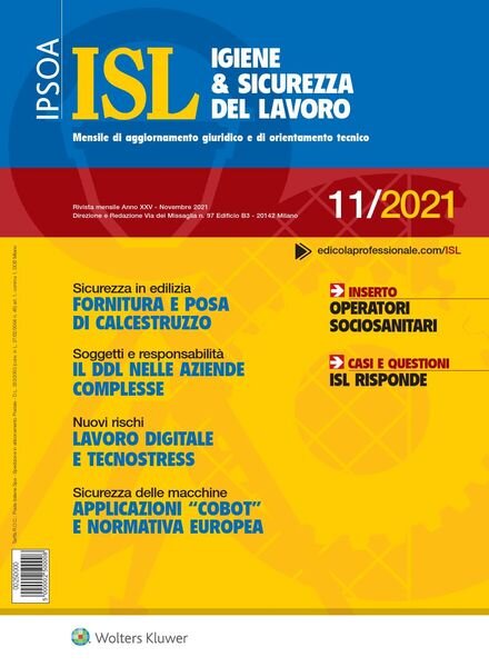 Igiene & Sicurezza del Lavoro – Novembre 2021 Cover