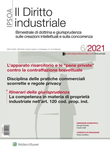 Il Diritto Industriale – Dicembre 2021 Cover