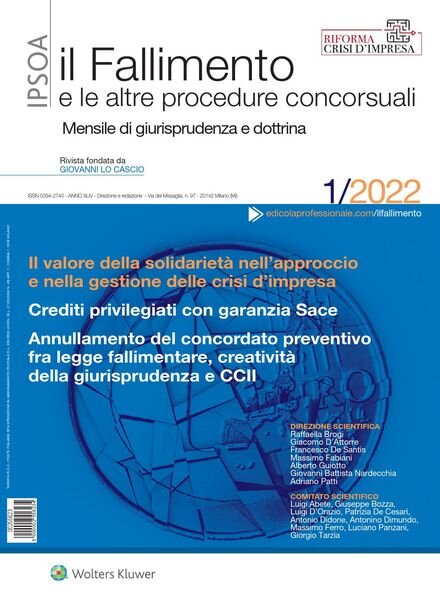 Il Fallimento – Gennaio 2022 Cover