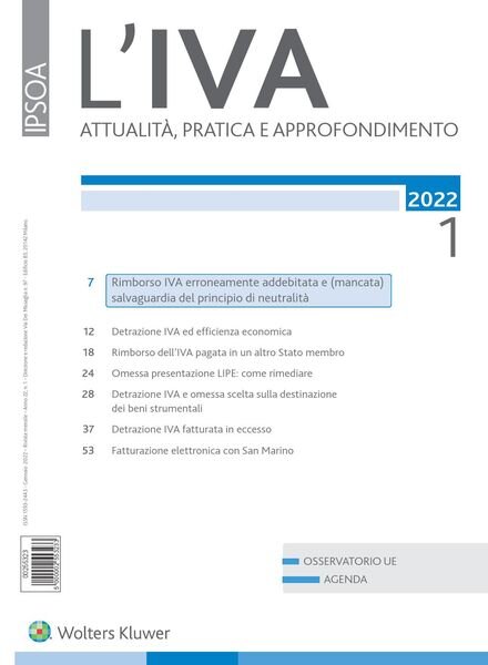 L’IVA – Gennaio 2022 Cover