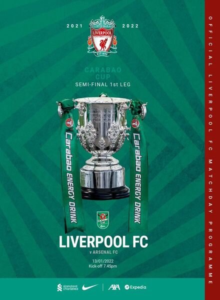 Liverpool FC Programmes – vs Arsenal CC – 13 January 202 Cover