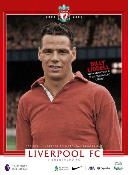 Liverpool FC Programmes – vs Brentford – 16 January 2022 Cover