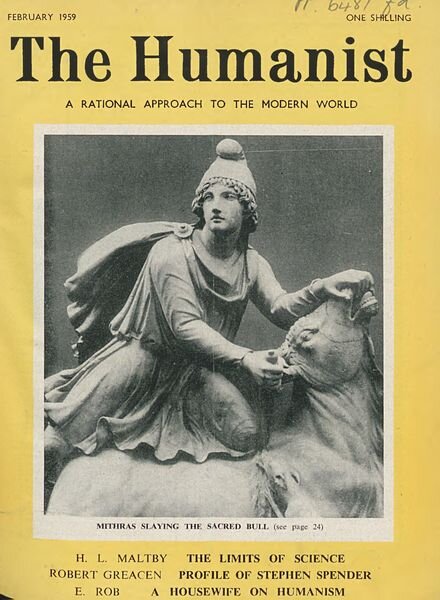 New Humanist – The Humanist, February 1959 Cover