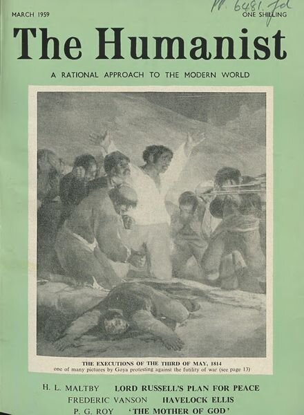 New Humanist – The Humanist, March 1959 Cover