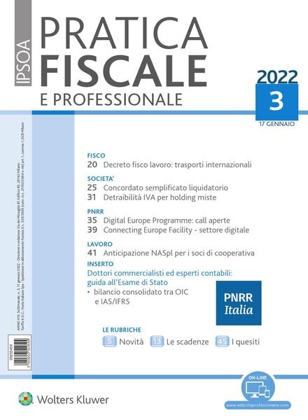 Pratica Fiscale e Professionale – 17 Gennaio 2022 Cover