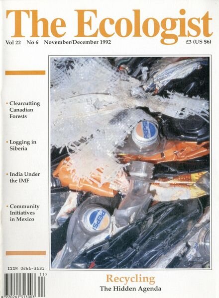 Resurgence & Ecologist – Ecologist, Vol 22 N 6 – Nov-Dec 1992 Cover